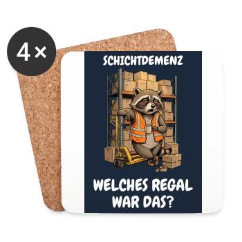 Schichtdemenz Lager – Welches Regal war das? - Untersetzer (4er-Set) - Weiß - Vorne