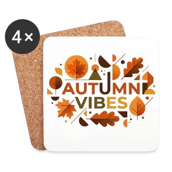 Herbststimmung: Laubfarbener Glow - Untersetzer (4er-Set) - Weiß - Vorne