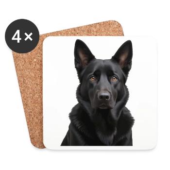 Schwarzer Schäferhund Portrait - Untersetzer (4er-Set) - Weiß - Vorne