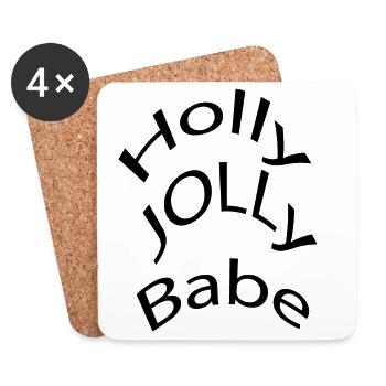 Holly Jolly Babe Retro Weihnachtstypografie T-Shirt - Untersetzer (4er-Set) - Weiß - Vorne