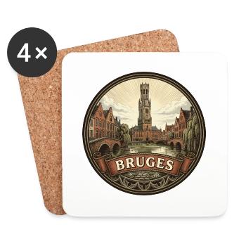Brügge Belgien Reiseabzeichen Belfry Canal Souvenir - Untersetzer (4er-Set) - Weiß - Vorne