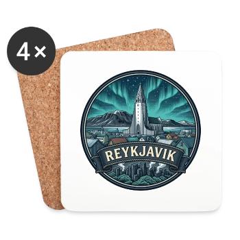Reykjavik Island Reiseabzeichen Kirchensouvenir - Untersetzer (4er-Set) - Weiß - Vorne