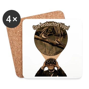 Opa beobachtet Vögel Vintage - Untersetzer (4er-Set) - Weiß - Vorne