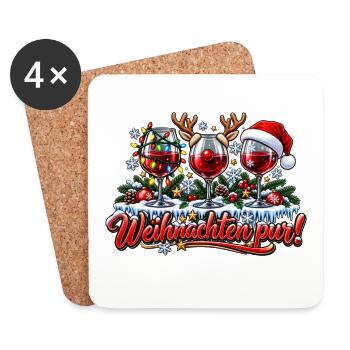 Weihnachtswein Pur - Untersetzer (4er-Set) - Weiß - Vorne