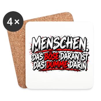 Menschen: Das Böse im Dummen - Untersetzer (4er-Set) - Weiß - Vorne