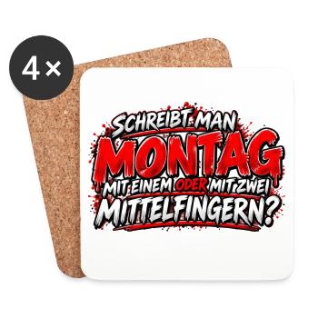 Montag Mittelfinger Provokationsdesign - Untersetzer (4er-Set) - Weiß - Vorne