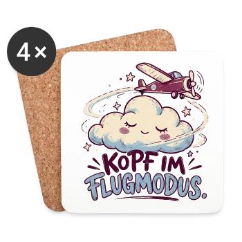 Kopf im Flugmodus Wolkenflug-Design - Untersetzer (4er-Set) - Weiß - Vorne