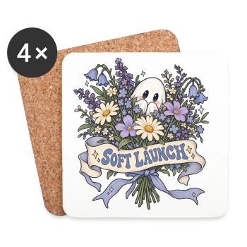 Soft Launch Blumenstrauß mit Geist - Untersetzer (4er-Set) - Weiß - Vorne