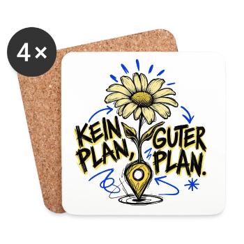 Kein Plan, Gut Plan – Blumen Doodle - Untersetzer (4er-Set) - Weiß - Vorne