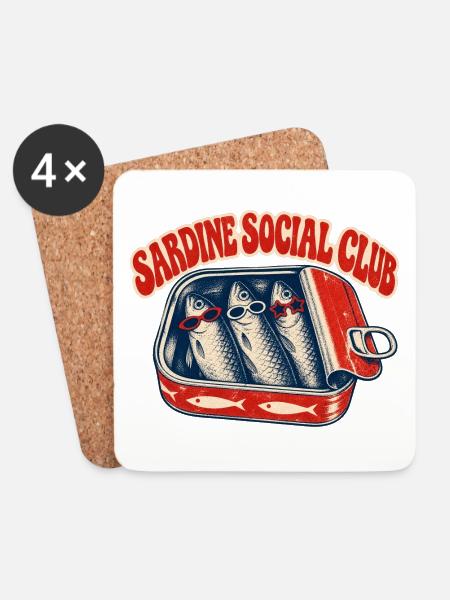 Sardine Social Club - Untersetzer (4er-Set) - Weiß