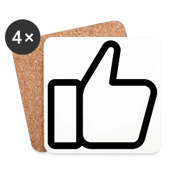 Like Hand Symbol, Daumen hoch, Gefällt mir - Untersetzer (4er-Set) - Weiß - Vorne