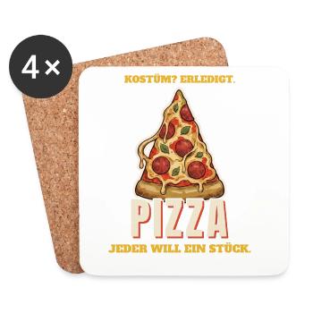 Kostüm erledigt: Pizza - Untersetzer (4er-Set) - Weiß - Vorne