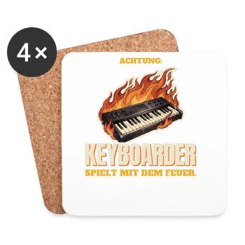 Achtung: Keyboarder spielt mit dem Feuer - Untersetzer (4er-Set) - Weiß - Vorne
