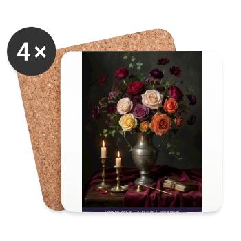 Dunkles Blumenstillleben - Untersetzer (4er-Set) - Weiß - Vorne