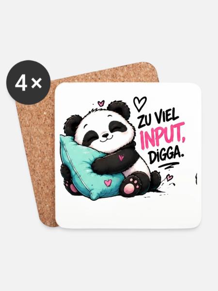 Zu viel Input Digga Panda - Untersetzer (4er-Set) - Weiß