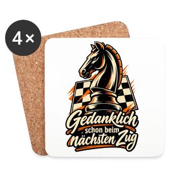 Schach Shirt mit Springer Gedanklich schon beim .. - Untersetzer (4er-Set) - Weiß - Vorne
