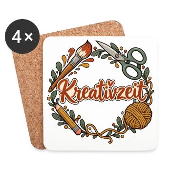 Kreativzeit personalisierbar für Kreativgruppen - Untersetzer (4er-Set) - Weiß - Vorne