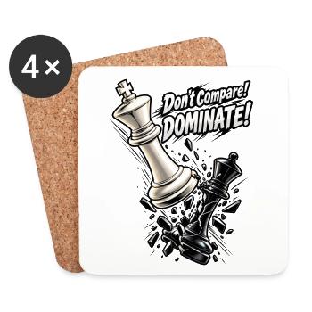 Schach König – Don't Compare Dominate Spruch - Untersetzer (4er-Set) - Weiß - Vorne