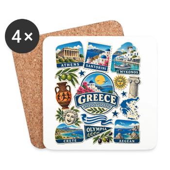 Griechenland Reisesticker - Untersetzer (4er-Set) - Weiß - Vorne