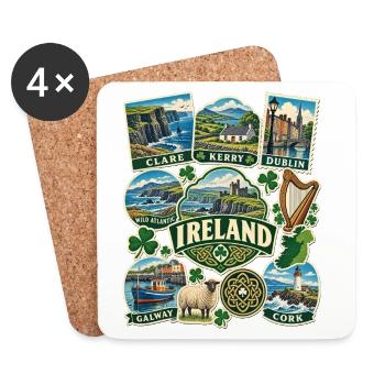 Irland Reisesticker - Untersetzer (4er-Set) - Weiß - Vorne