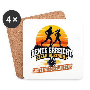 RENTE ERREICHT ZIELE BLEIBEN JETZT WIRD GELAUFEN - Untersetzer (4er-Set) - Weiß - Vorne