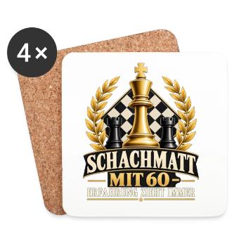 SCHACHMATT MIT 60 ERFAHRUNG ZIEHT IMMER Schach - Untersetzer (4er-Set) - Weiß - Vorne
