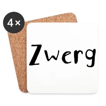 Zwerg - Verspielter Schriftzug - Untersetzer (4er-Set) - Weiß - Vorne