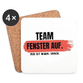 Team Fenster auf – mir ist warm - Untersetzer (4er-Set) - Weiß - Vorne