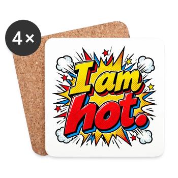 I am hot Comic Burst - Untersetzer (4er-Set) - Weiß - Vorne