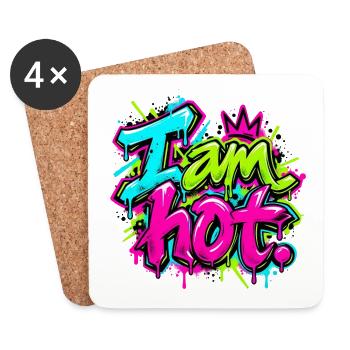 Ich bin heiß Neon Graffiti - Untersetzer (4er-Set) - Weiß - Vorne