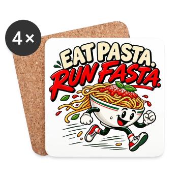 Pasta essen, schneller laufen - Untersetzer (4er-Set) - Weiß - Vorne