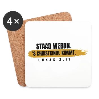 Staad werdn – 's Christkindl kimmt - Untersetzer (4er-Set) - Weiß - Vorne