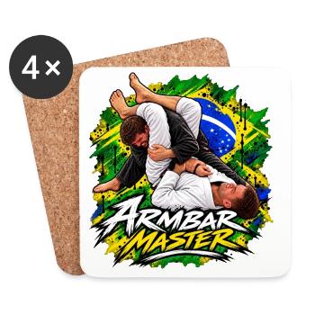 Armhebel-Meister – Brazilian Jiu-Jitsu BJJ - Untersetzer (4er-Set) - Weiß - Vorne
