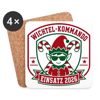 Wichtel-Kommando Einsatz 2026 - Untersetzer (4er-Set) - Weiß - Vorne