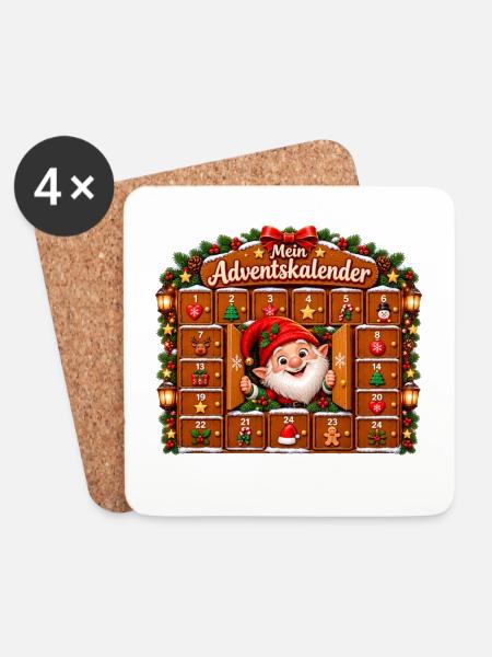 Mein Adventskalender Lebkuchenfreude - Untersetzer (4er-Set) - Weiß