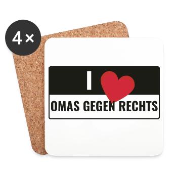I love Omas gegen rechts! - Untersetzer (4er-Set) - Weiß - Vorne