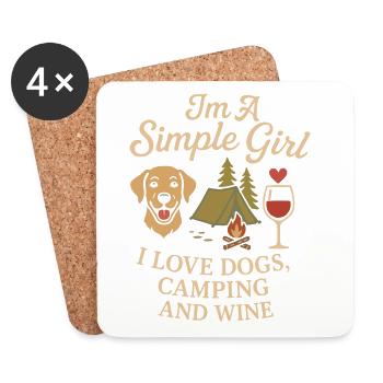 I'm A Simple Girl I Love Dogs, Camping And Wine - Untersetzer (4er-Set) - Weiß - Vorne