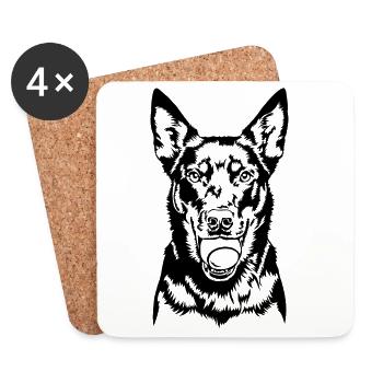 Australian Kelpie Ball Balljunkie Hunde Wilsigns  - Untersetzer (4er-Set) - Weiß - Vorne