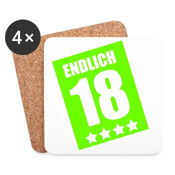 Endlich 18 Geburtstag Neon - Untersetzer (4er-Set) - Weiß - Vorne
