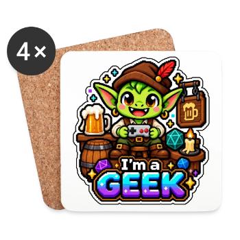 ICH BIN EIN NERD – Goblin Tavern Rollenspiel - Untersetzer (4er-Set) - Weiß - Vorne
