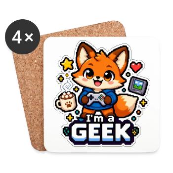 ICH BIN EIN NERD - Renard Coffee - Untersetzer (4er-Set) - Weiß - Vorne