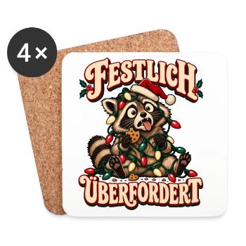 Festlich überfordert Waschbär - Untersetzer (4er-Set) - Weiß - Vorne