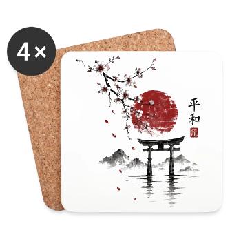 Sakura Torii am roten Mond - Untersetzer (4er-Set) - Weiß - Vorne