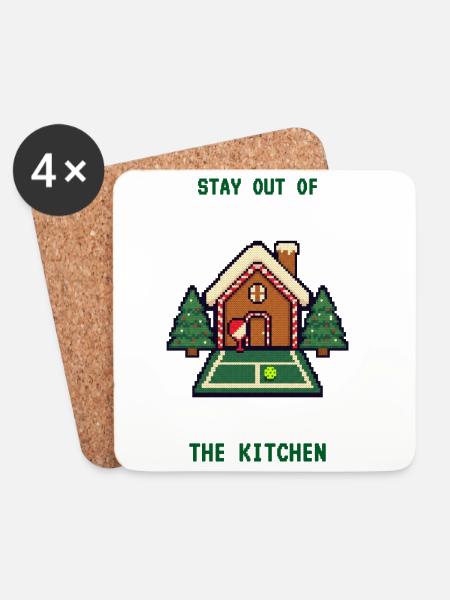 Stay Out Of The Kitchen Pickleball Christmas - Untersetzer (4er-Set) - Weiß