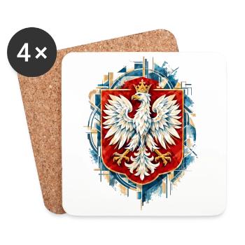 Polnischer Adler Wappen Aquarell Design - Untersetzer (4er-Set) - Weiß - Vorne
