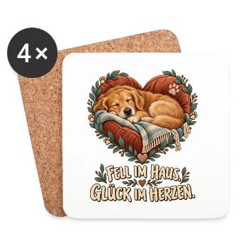 Fell im Haus. Glück im Herzen. - Untersetzer (4er-Set) - Weiß - Vorne