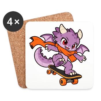 Tiny Wings Big Tricks – Skateboard-Drache - Untersetzer (4er-Set) - Weiß - Vorne