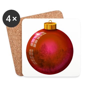 Red Christmas Bauble isolated. - Untersetzer (4er-Set) - Weiß - Vorne