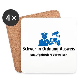 Schwer in Ordnung Ausweis – unaufgefordert vorweis - Untersetzer (4er-Set) - Weiß - Vorne