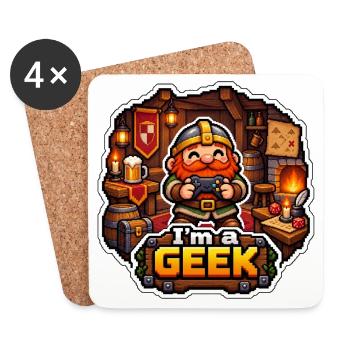 ICH BIN EIN NERD – Tavernenzwerg - Untersetzer (4er-Set) - Weiß - Vorne